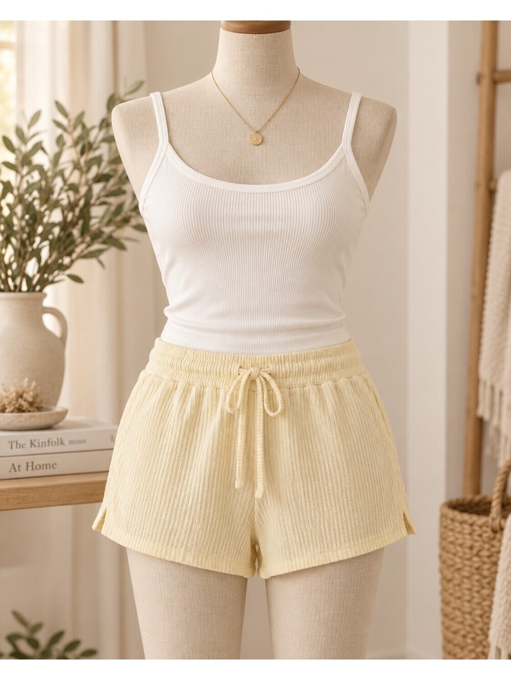 Yellow and white striped shorts summer spring pool beach cruise swim